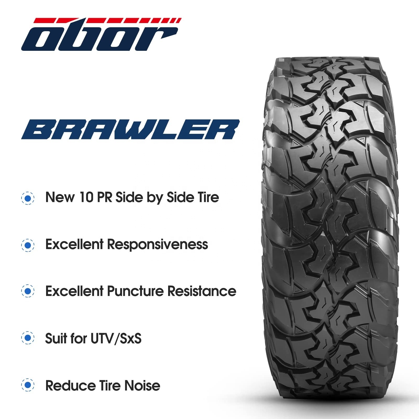 OBOR BRAWLER UTV Tires 28x10R14 10 Ply 30x10-R14 32x10-R14 Front/Rear Radial Tires for UTV SxS Side by Side ATV and UTV tires