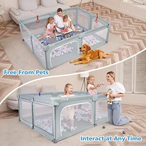 Children's Safety Transparent Folding Mesh Foldable Plastic Kids Baby Fence Playpen for Baby and Toddlers