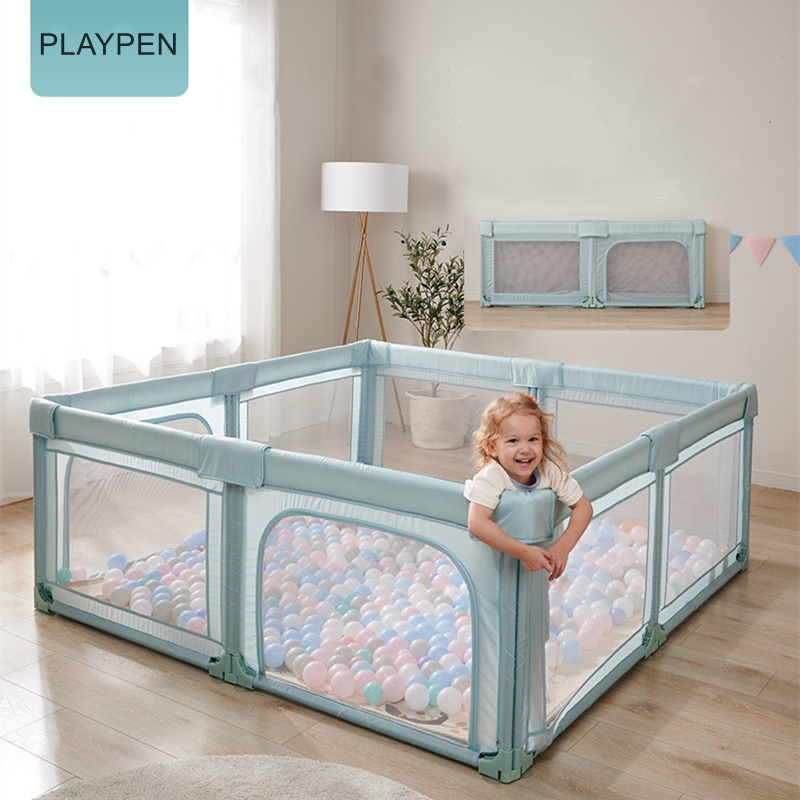 Children's Safety Transparent Folding Mesh Foldable Plastic Kids Baby Fence Playpen for Baby and Toddlers