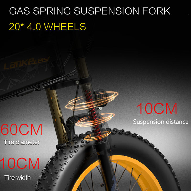 LANKELEISI Folding Electric Bike 17.5AH 1000W Fat Tire Men's Ebike 48v Mountain Bikes City Adult Bicycle Snow Beach E Bike