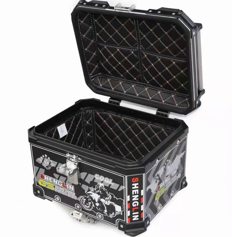 50L 55L Universal Luxury Decal Motorcycle Trunk Aluminum Suitcase Scooter Waterproof Tail Box Storage Top Box