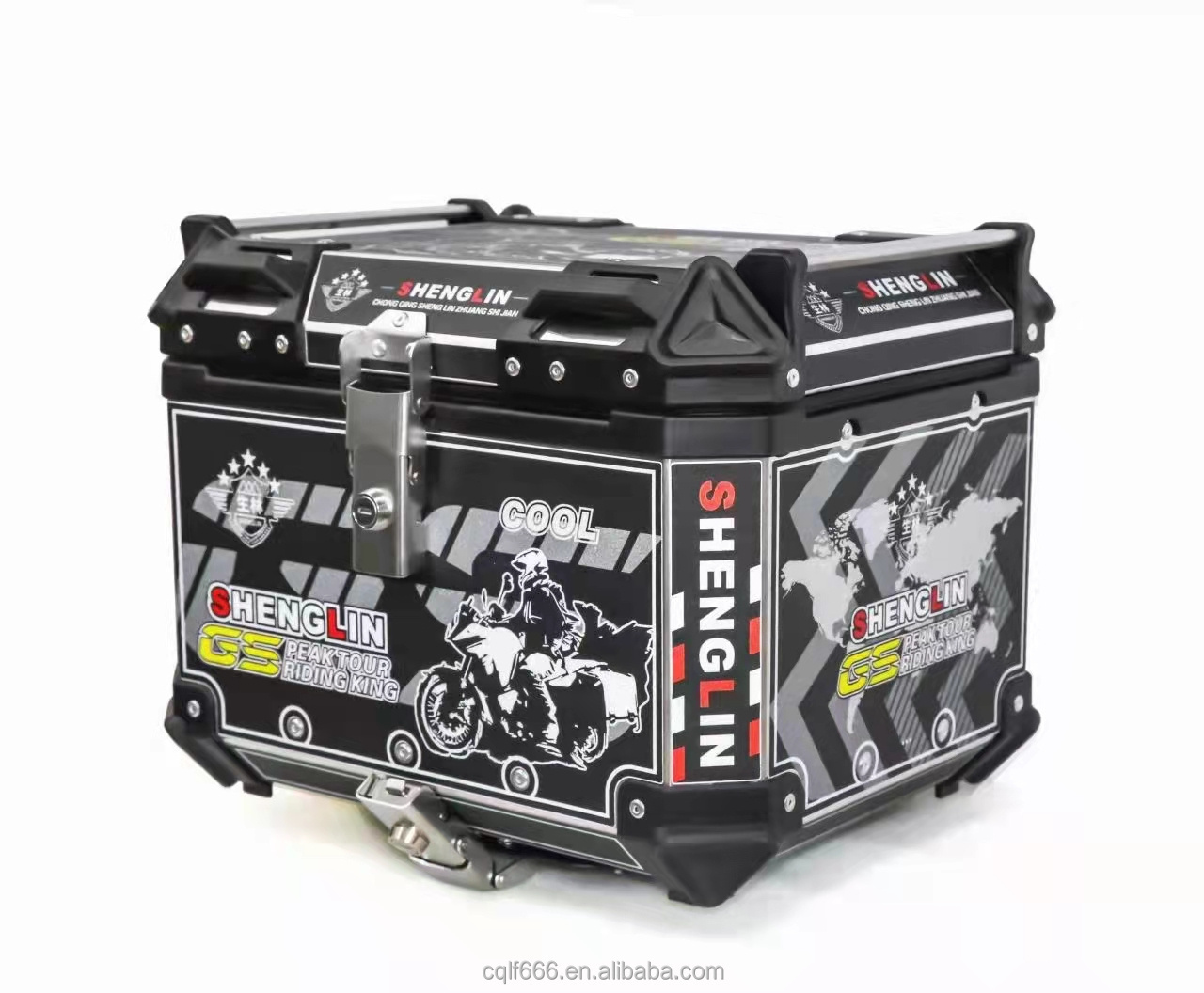 50L 55L Universal Luxury Decal Motorcycle Trunk Aluminum Suitcase Scooter Waterproof Tail Box Storage Top Box