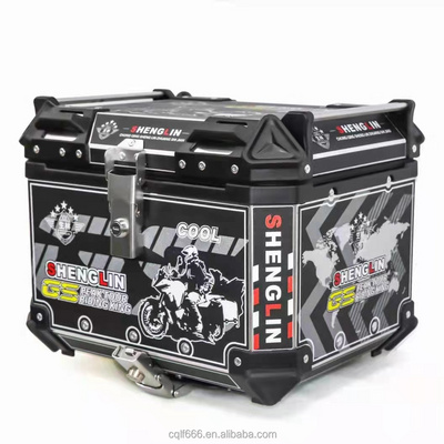 50L 55L Universal Luxury Decal Motorcycle Trunk Aluminum Suitcase Scooter Waterproof Tail Box Storage Top Box