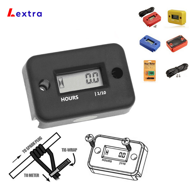 Lextra Waterproof Digital LCD Inductive Hour Meter Timer Counter for Motorcycle ATV Snowmobile Marine Boat Bike