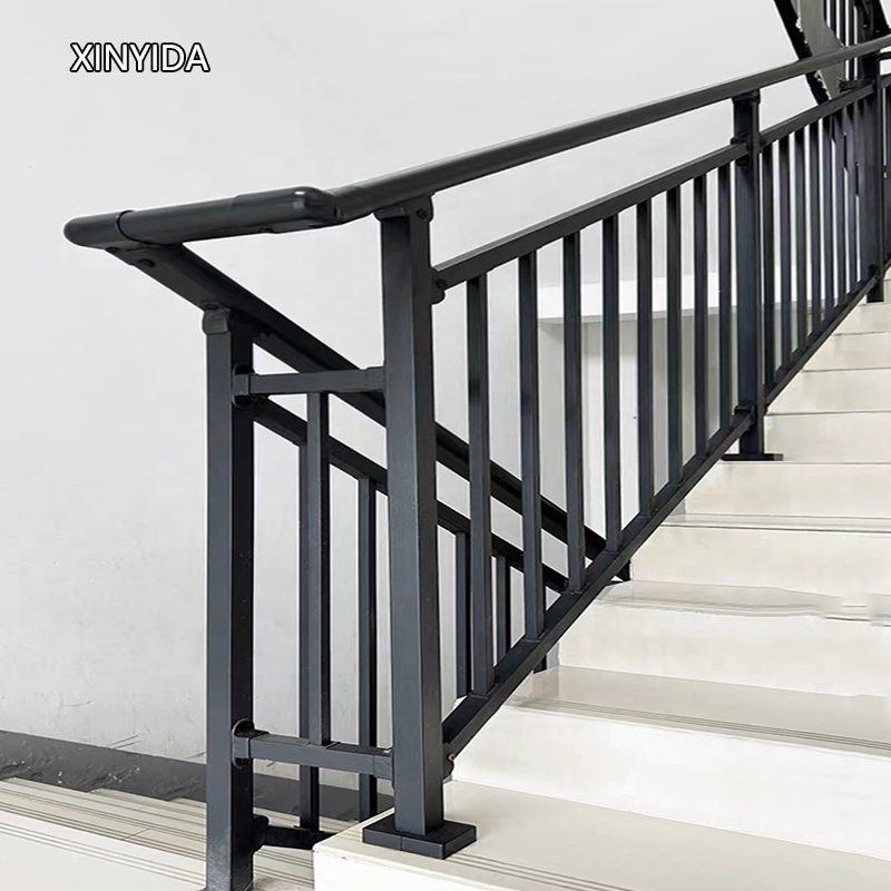 Luxury custom balcony staircase outdoor,wrought iron flat bar stair handrail wrought iron exterior handrail cheapest handrail