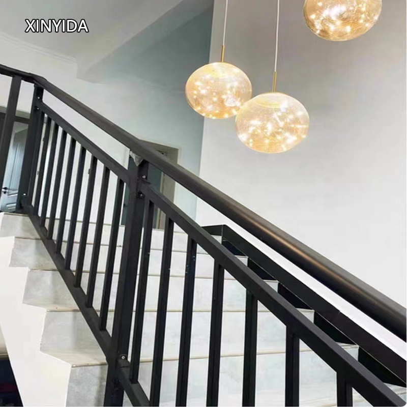 Luxury custom balcony staircase outdoor,wrought iron flat bar stair handrail wrought iron exterior handrail cheapest handrail