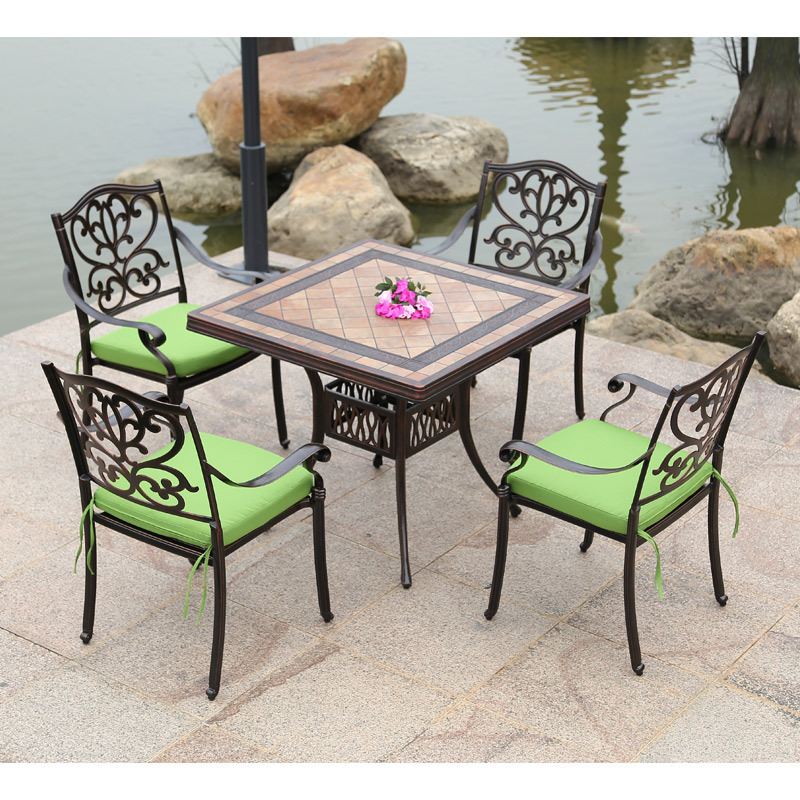 outdoor garden furniture patio table set cast aluminium square table and chair