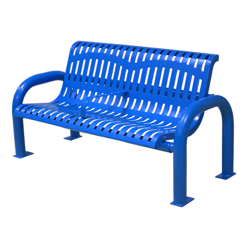 outdoor furniture cool park metal bench seat outside public garden patio blue decorative galvanized steel long seating bench