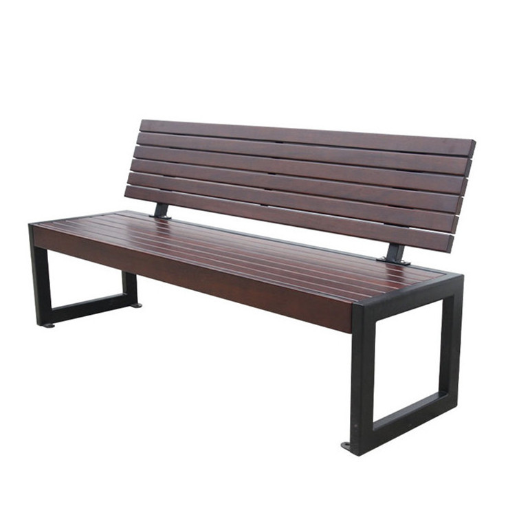 modern outdoor wood composite long backrest bench seat public park wooden slats bench seating outside garden WPC bench chair