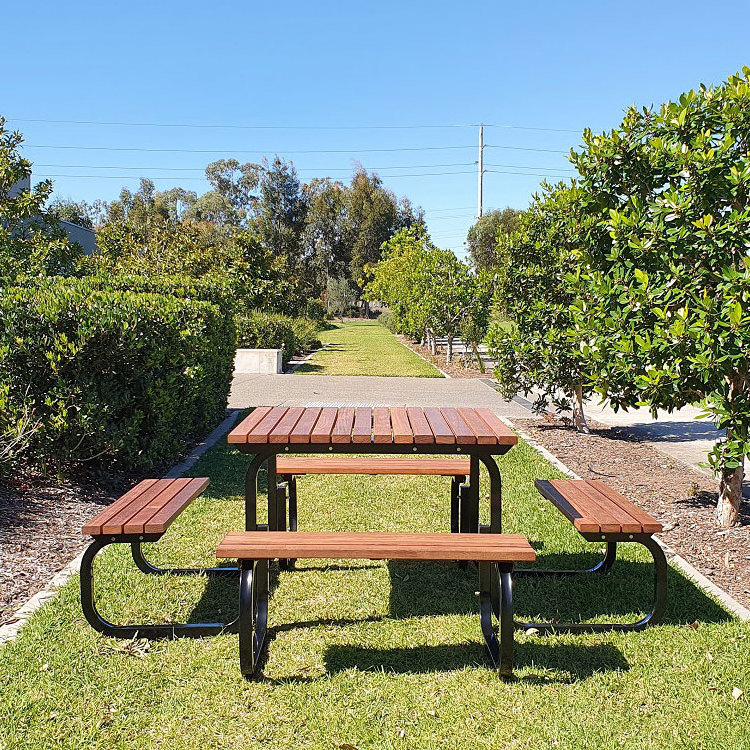 outdoor commercial square wood picnic table outside restaurant table and 4 benches garden patio cafe table with umbrella