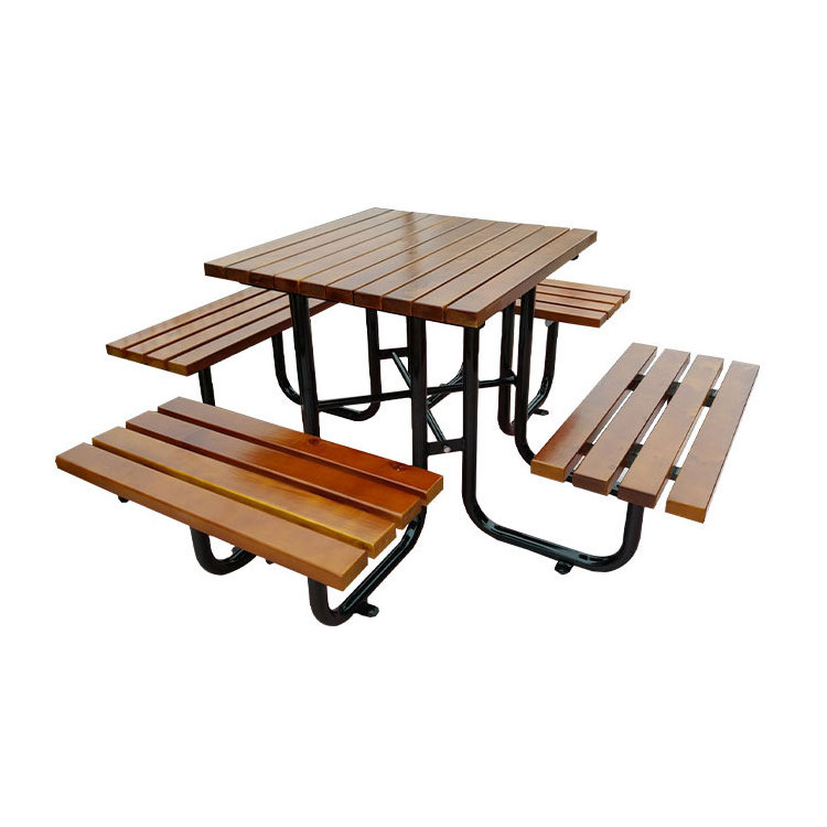 outdoor commercial wood plastic picnic table with bench restaurant dining table garden patio cafe table chair with umbrella