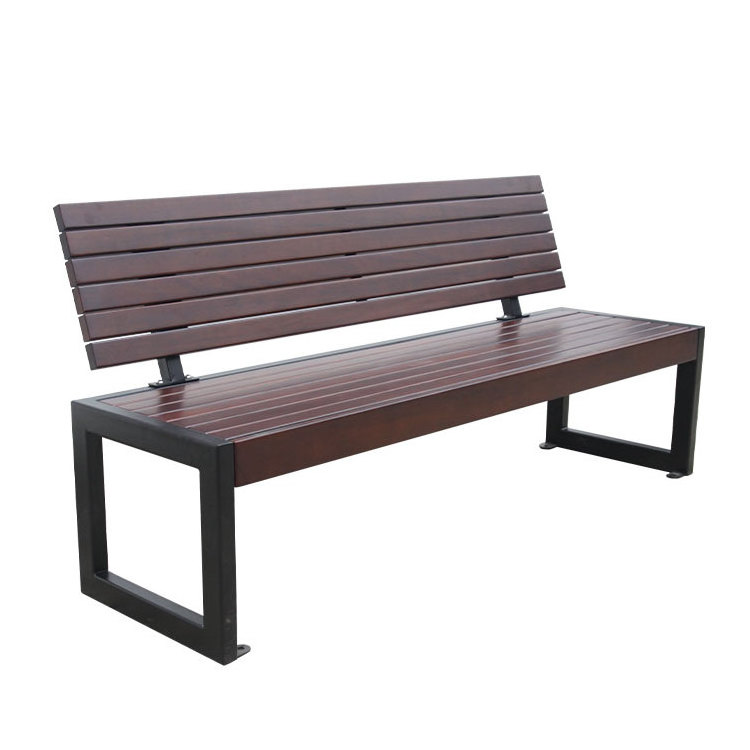 modern outdoor wood composite long backrest bench seat public park wooden slats bench seating outside garden WPC bench chair