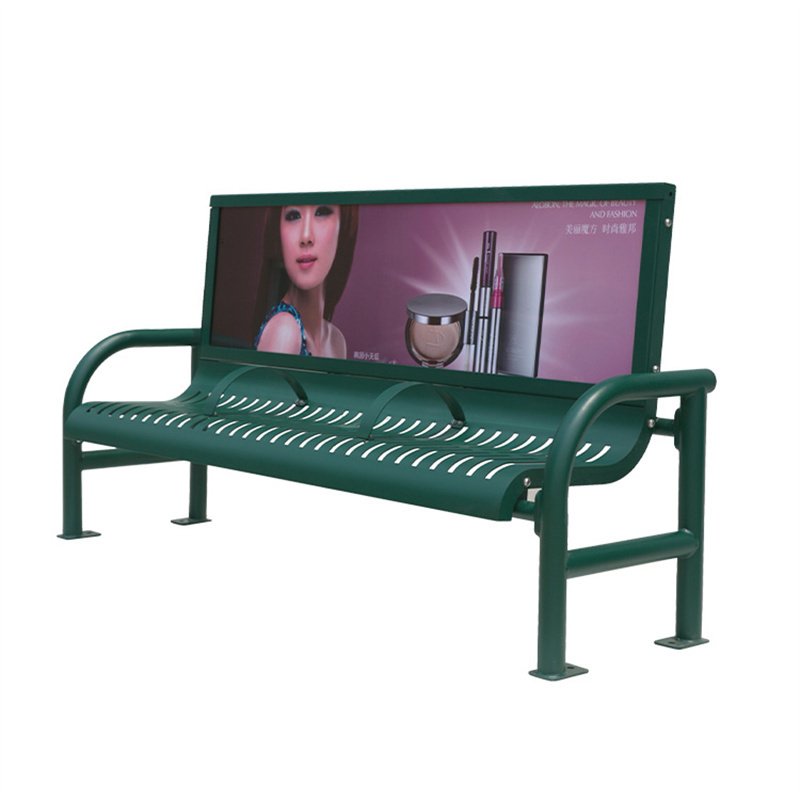 custom outdoor park extra long metal advertising bench seat outside street steel bench seating public garden patio bench chair