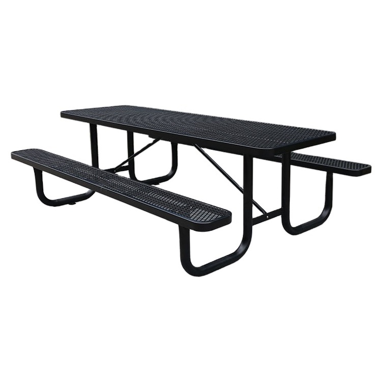 outdoor patio furniture thermoplastic coated steel picnic table with bench outside restaurant event dining set metal table chair