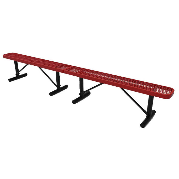 outdoor extra long steel backless bench outside park expanded metal seating bench public garden patio iron bench without back