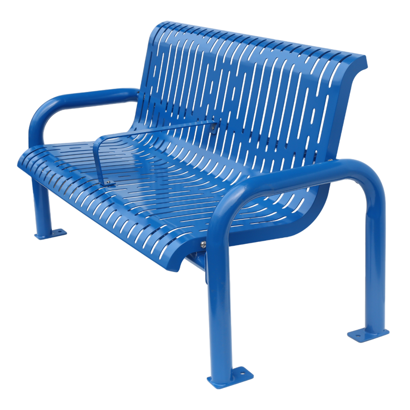 outdoor furniture cool park metal bench seat outside public garden patio blue decorative galvanized steel long seating bench