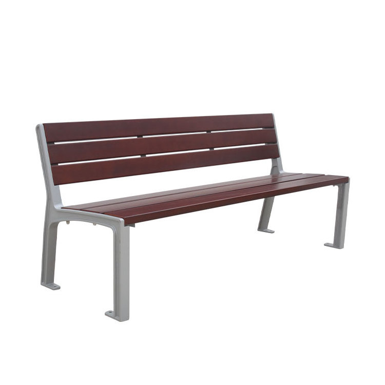 out door public park wood plastic composite seat bench outside commercial weatherproof garden wood exterior bench with back