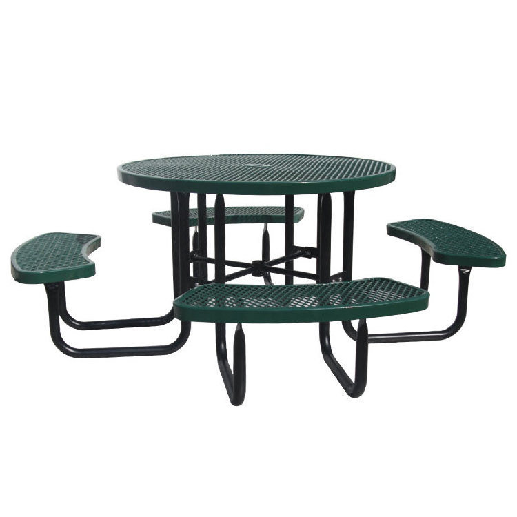 outdoor furniture expanded steel commercial picnic table with bench restaurant outside metal dining table chair with umbrella