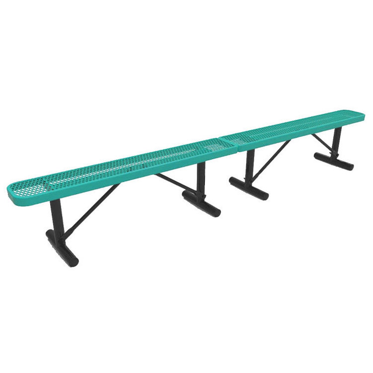 outdoor extra long steel backless bench outside park expanded metal seating bench public garden patio iron bench without back