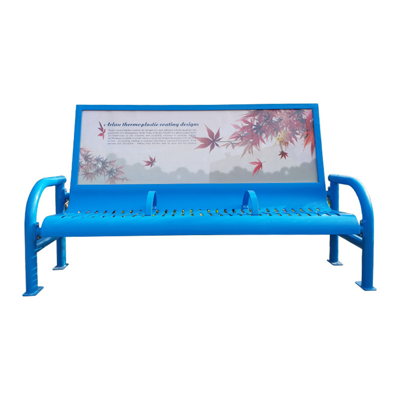 custom outdoor park extra long metal advertising bench seat outside street steel bench seating public garden patio bench chair