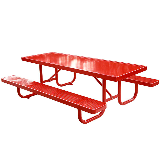 Outdoor commercial extra long metal picnic table with bench garden furniture steel dinning table outside patio coffee table