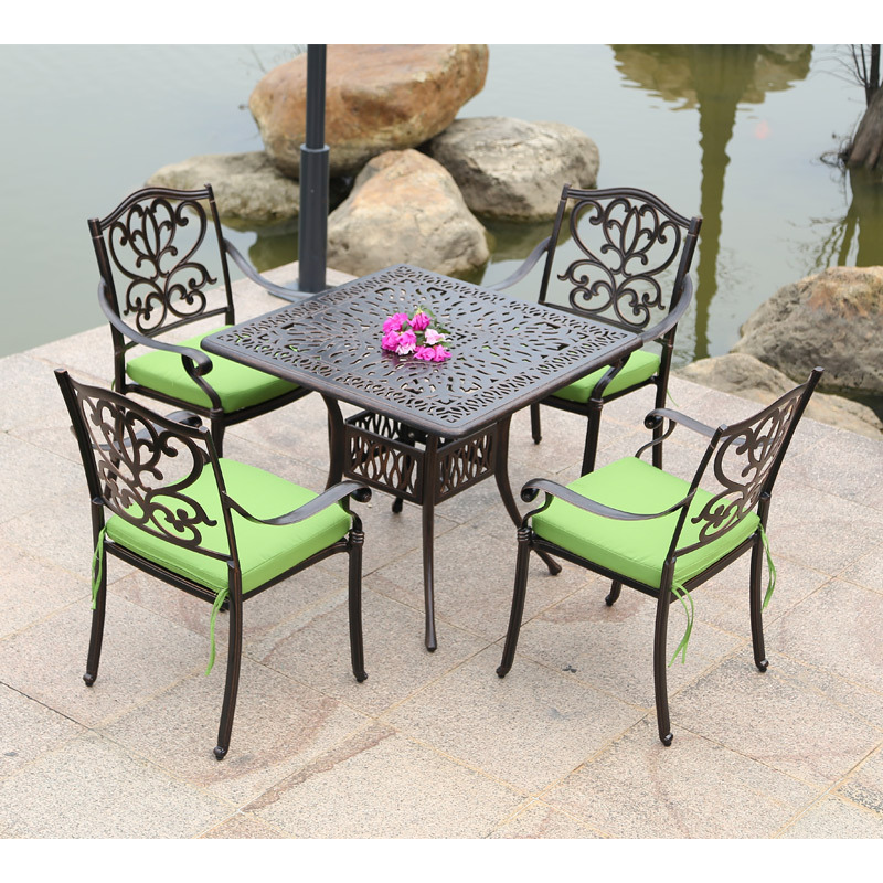 outdoor garden furniture patio table set cast aluminium square table and chair