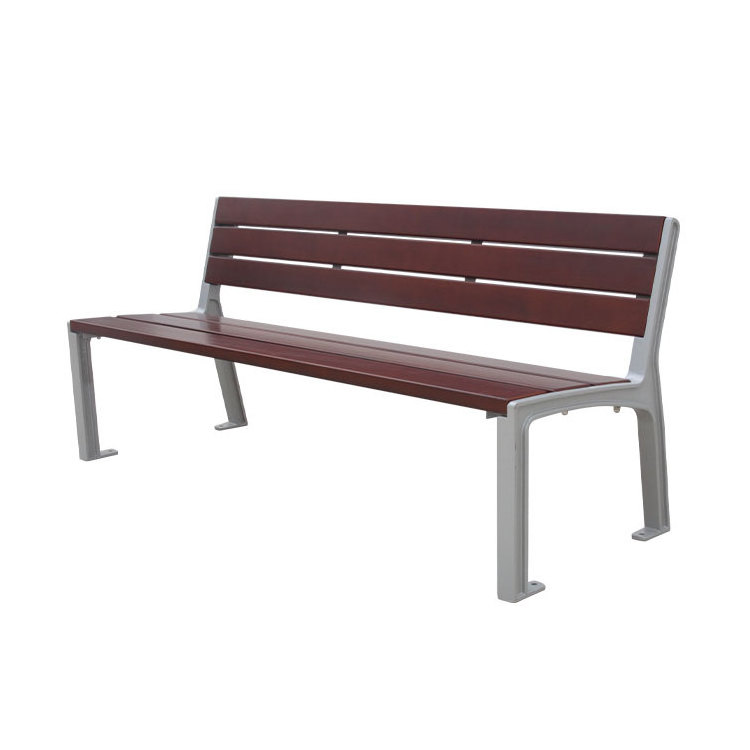 out door public park wood plastic composite seat bench outside commercial weatherproof garden wood exterior bench with back