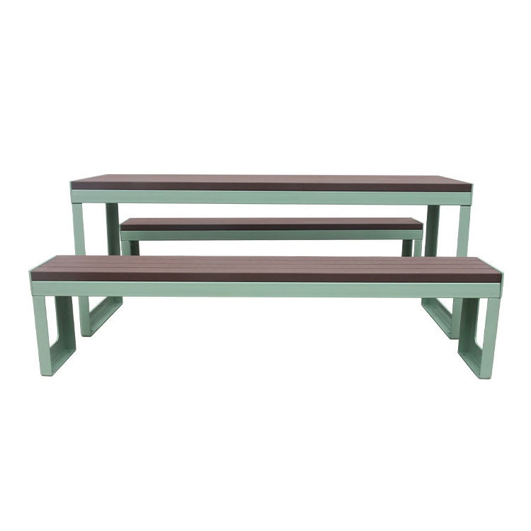 outdoor garden set wood picnic table and bench outside furniture cast iron leg dinning table public patio coffee table and chair