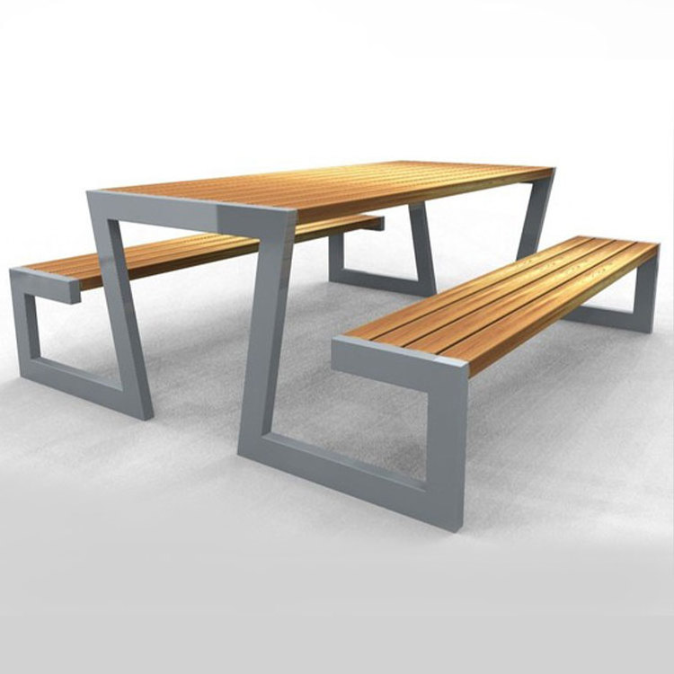 outdoor extra long commercial wood picnic table outside restaurant dining table with bench seat garden patio 6ft 8ft cafe table