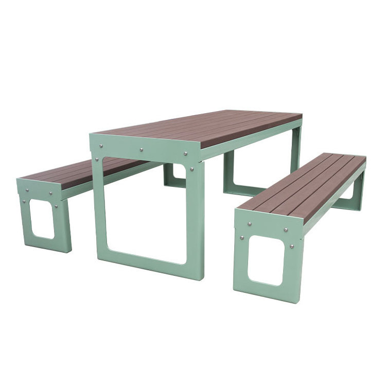 outdoor garden set wood picnic table and bench outside furniture cast iron leg dinning table public patio coffee table and chair