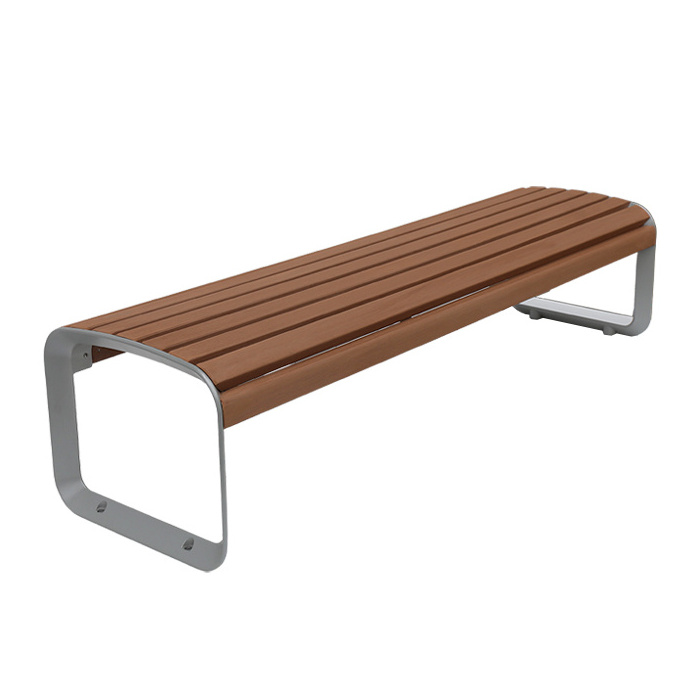 outdoor wpc wood backless bench public park bench seating outside patio cast aluminum leg garden seat benches