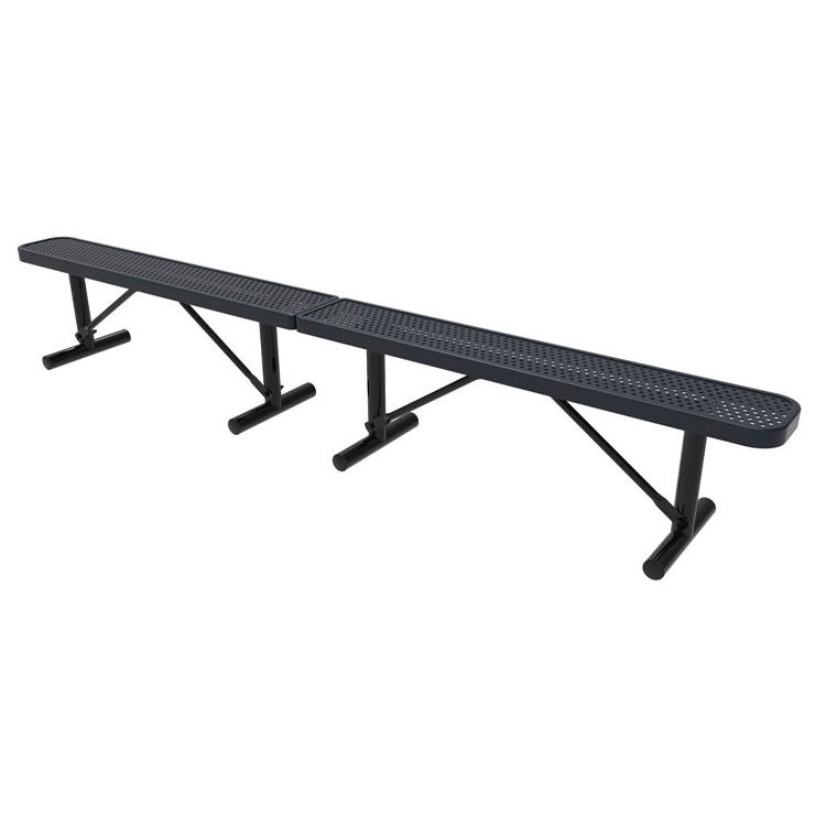 outdoor extra long steel backless bench outside park expanded metal seating bench public garden patio iron bench without back