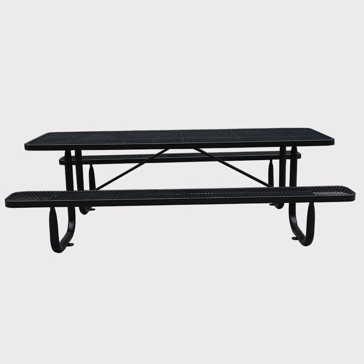 outdoor patio furniture thermoplastic coated steel picnic table with bench outside restaurant event dining set metal table chair