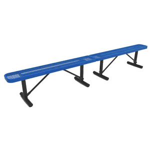 outdoor extra long steel backless bench outside park expanded metal seating bench public garden patio iron bench without back