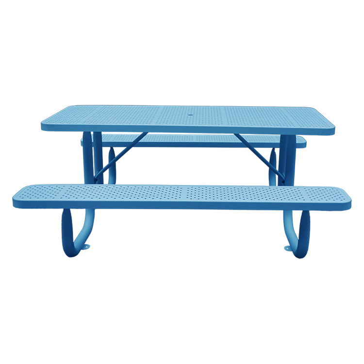 outdoor commercial rectangle steel picnic table outside restaurant dining table with bench garden patio cafe table anc chair