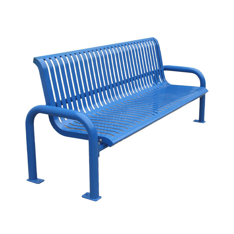 out door thermoplastic coated steel iron bench seat outside park public bench outdoor garden galvanized metal long benches chair