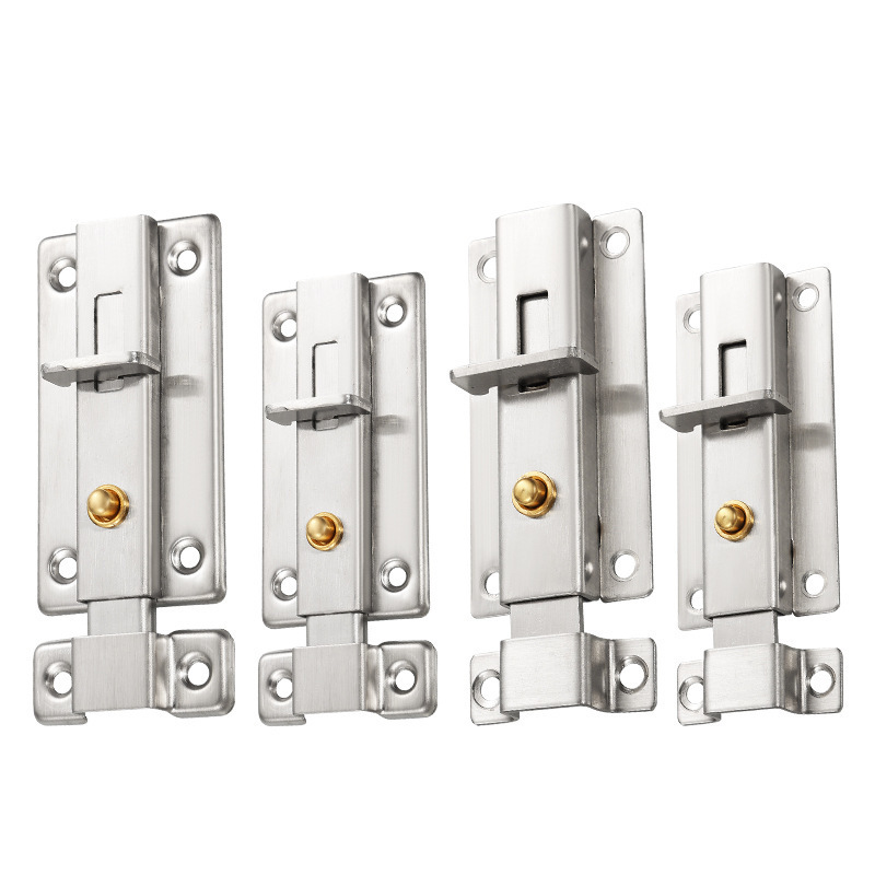 Automatic Double-Head Stainless Steel Spring Bolt Brass Button Galvanized Finish Square Door Latch For Wooden Bathroom