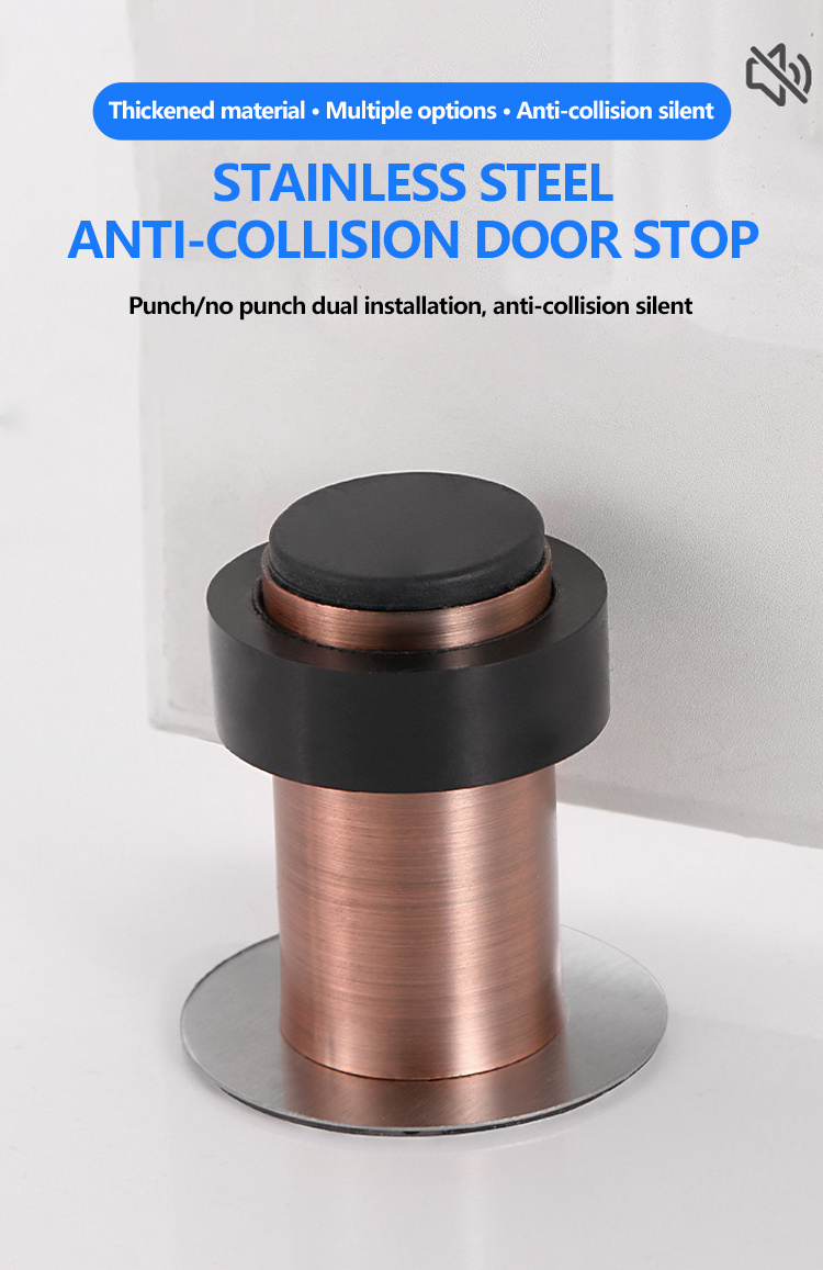 Safety Hardware Galvanized Iron Alloy Cylindrical Anti-Collision Stainless Steel Black Rubber Door Stopper