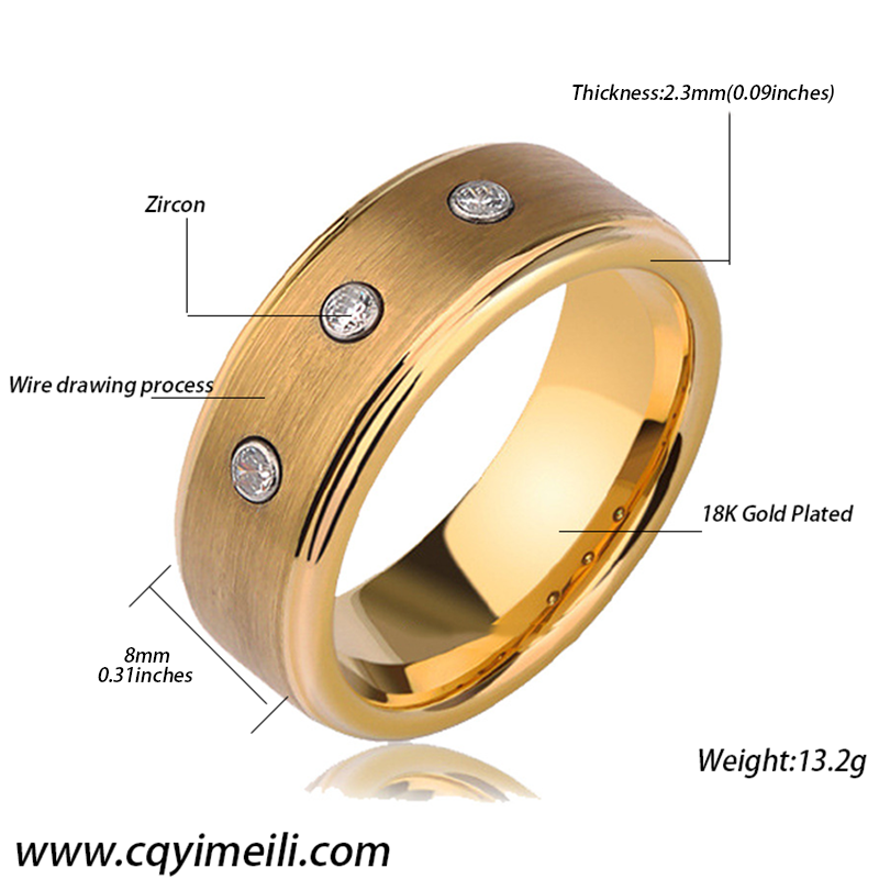 New Design Classical fashion jewelry rings Zircon Couples Charm Diamond Gold Zircon Rings tungsten rings men