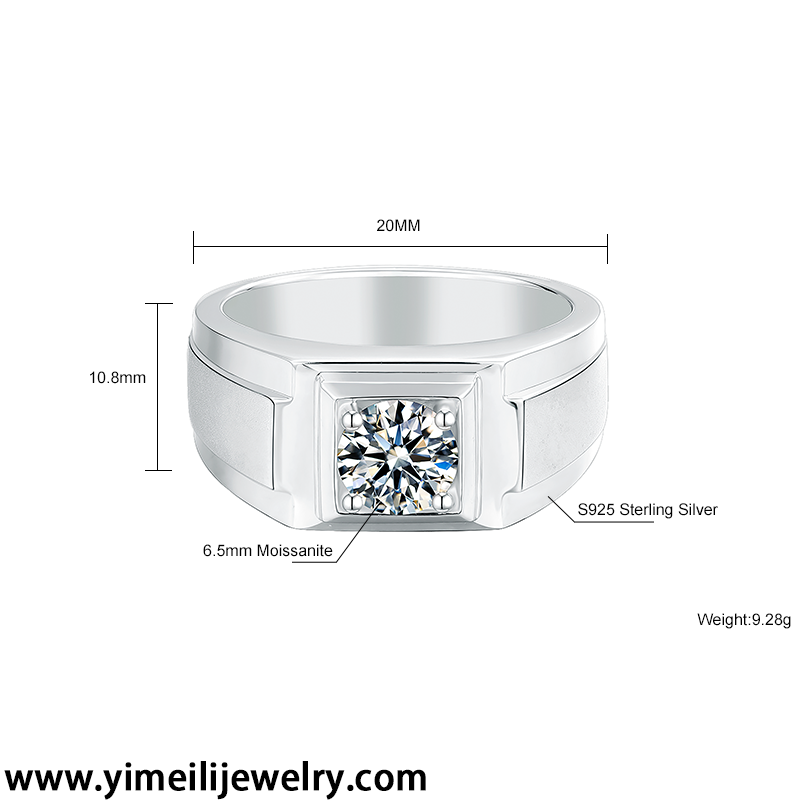 High Quality Moissanite Eternity Jewelry 925 Silver Ring Design 1ct Moissanite Engagement Men Ring