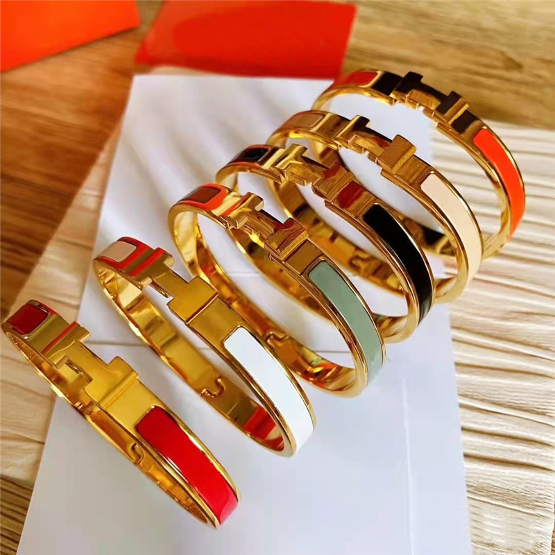 High quality fashion selling popular jewelry 8MM narrow version stainless steel bracelet H enamel color bracelet