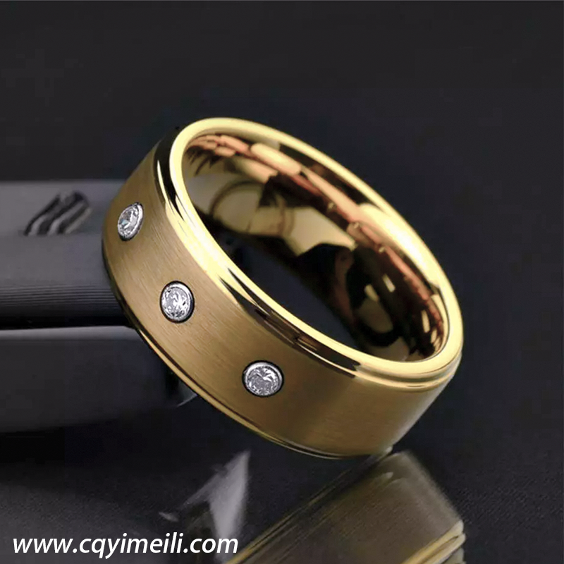 New Design Classical fashion jewelry rings Zircon Couples Charm Diamond Gold Zircon Rings tungsten rings men