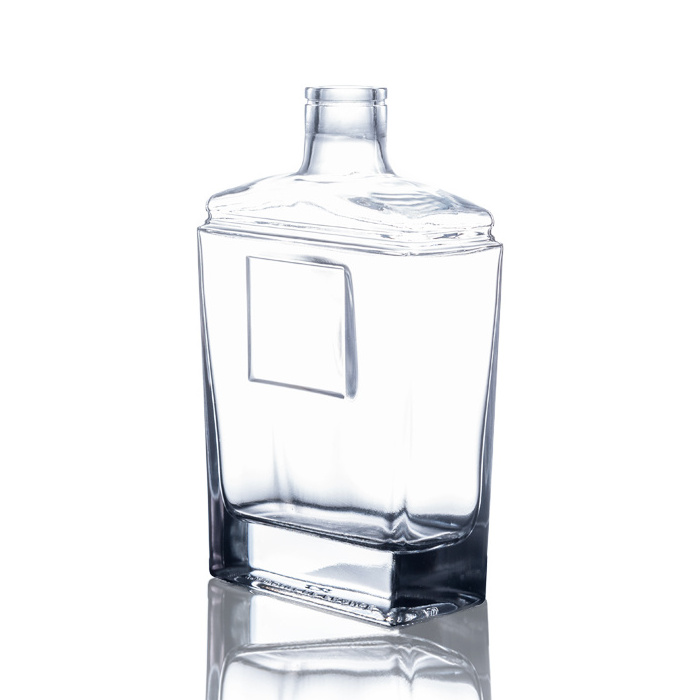 1L wholesale square shape alcohol brandy glass bottle with lid