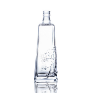 50ml 100ml 375ml 700ml 750ml 1000ml square shape empty clear glass bottle for alcohol