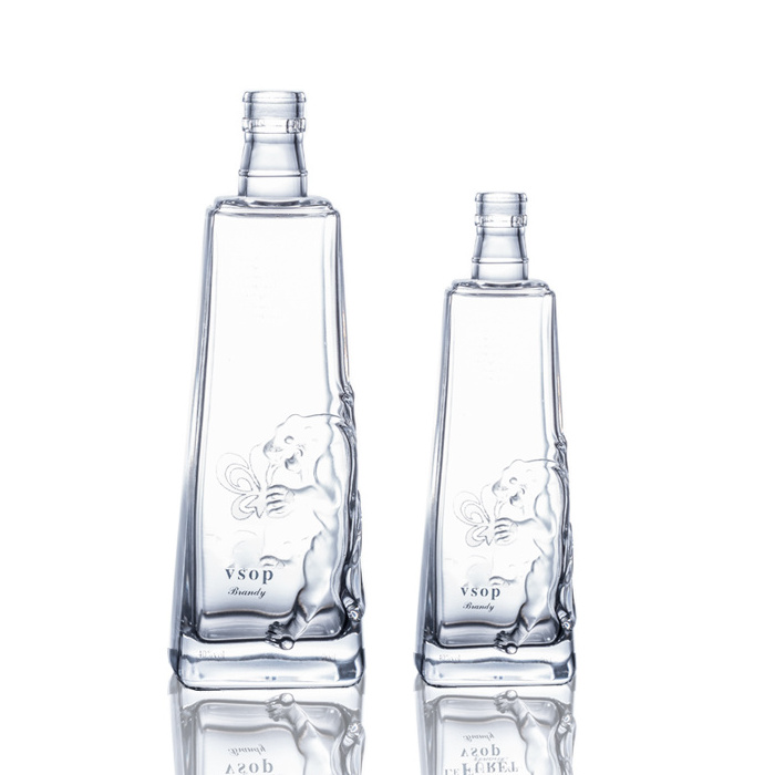 50ml 100ml 375ml 700ml 750ml 1000ml square shape empty clear glass bottle for alcohol