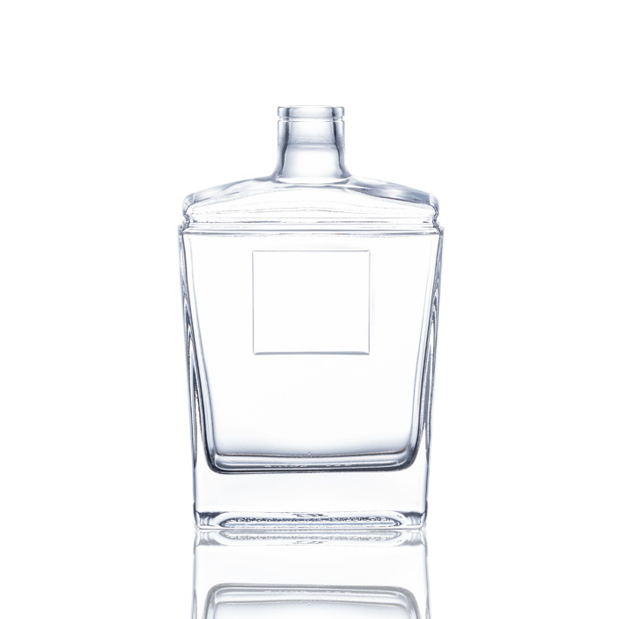 1L wholesale square shape alcohol brandy glass bottle with lid