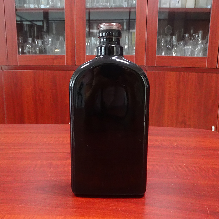 cheap price square black glass gin vodka bottles 500 ml