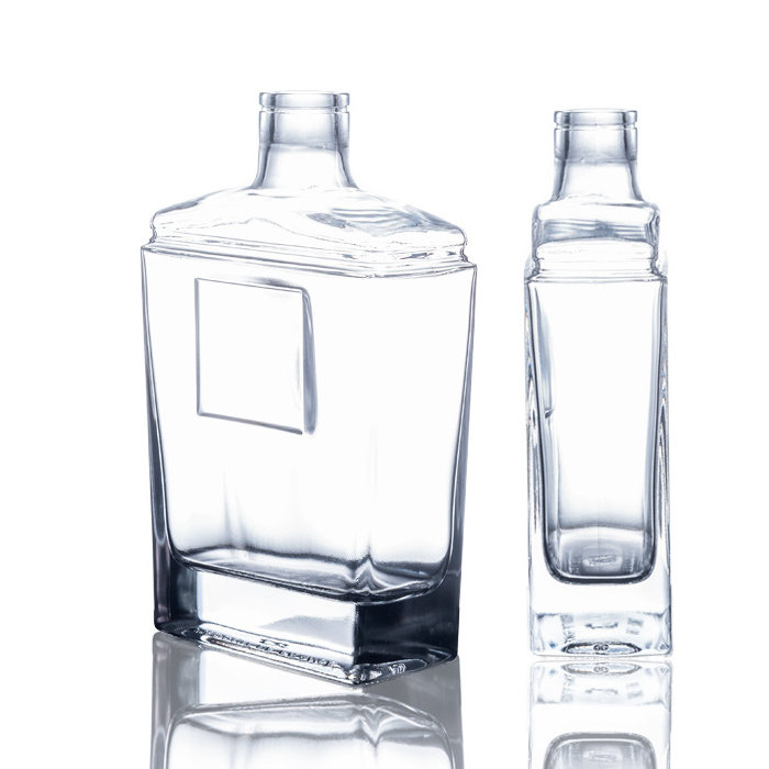 1L wholesale square shape alcohol brandy glass bottle with lid