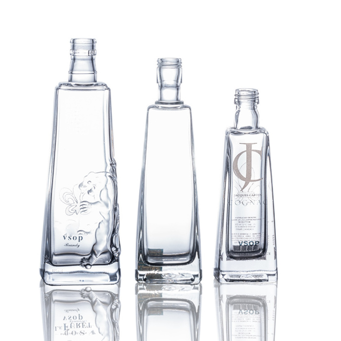 wholesale 50ml 100ml 375ml 700ml 750ml 1000ml square shape empty glass bottle square 1 litre