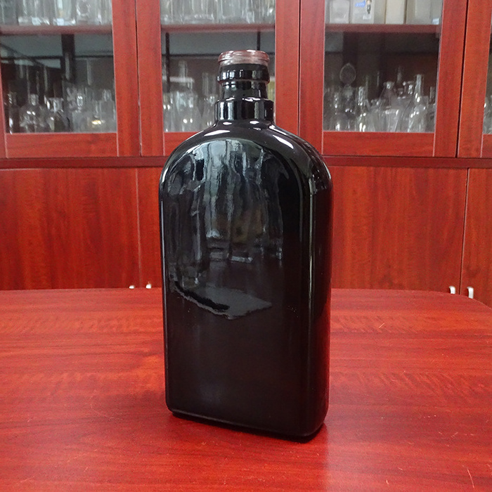 cheap price square black glass gin vodka bottles 500 ml